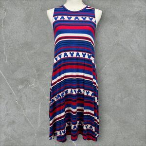 Disney Mickey Mouse Silhouette Red White Blue USA Open Back Tank Top Dress - M